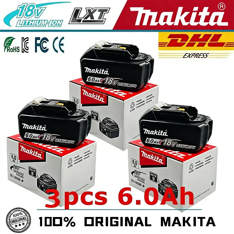 

100% Genuine 6AH makita BL1860 18V Battery Power Tools Li-ion Replacement LXT BL1850 BL1840 for 18V Screwdriver with BMS TPCELL