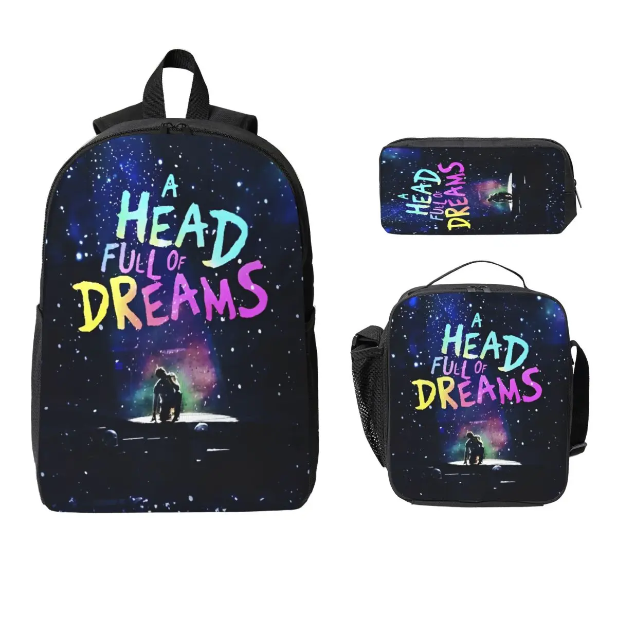

3Pcs Coldplayed 2025 Tour Backpack Set for Girls Boys Pen Bags Bookbag Sets with Lunch Box For School Students Daypack