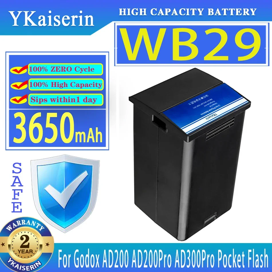 

YKaiserin WB29 3650mAh Lithium Battery Power Pack for Godox Witstro AD200 AD200PRO AD200 PRO(AD200 Battery) + Track NO