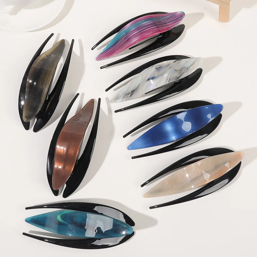 New Fashion Very LargeLuxury Boutique Simple Striped Duck Beak Clip Hairpin Barrettes for Women Girl Accessories Headwear
