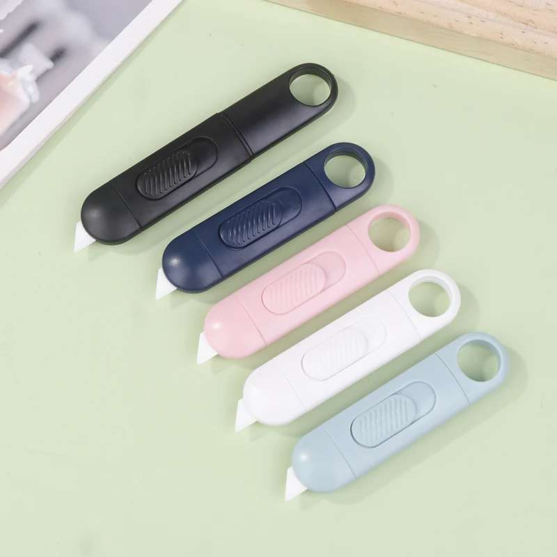 Packaging Opener Cutting Tools With Keychain Hang Hole Portable Mini Ceramic Utility Knife Safe Blades Box Locks Into Position