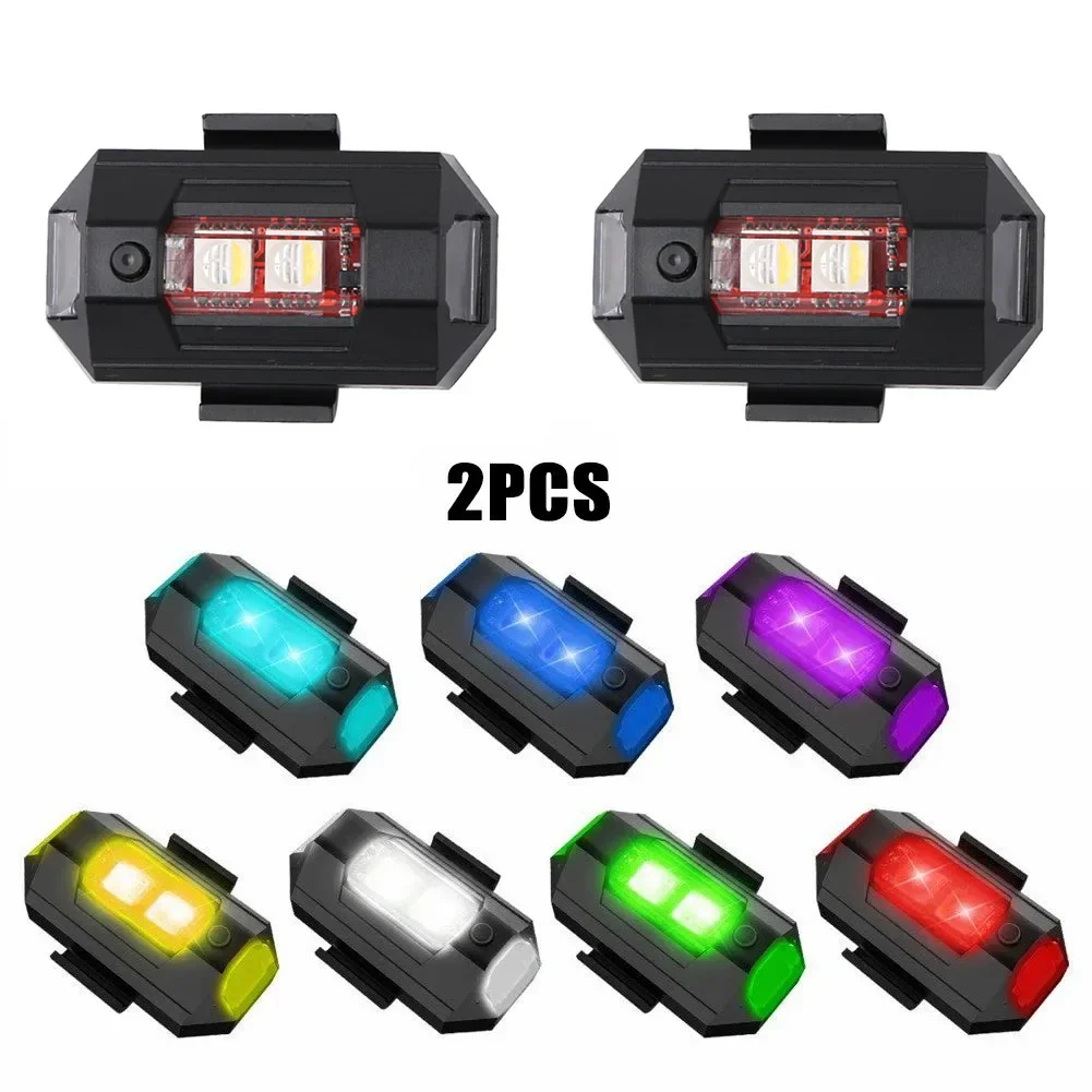 Universal LED Motorcycle Warning Lights 7 Colors Mini USB Drone Strobe Light Bike Aircraft Night Flashing Turn Signal Indicator