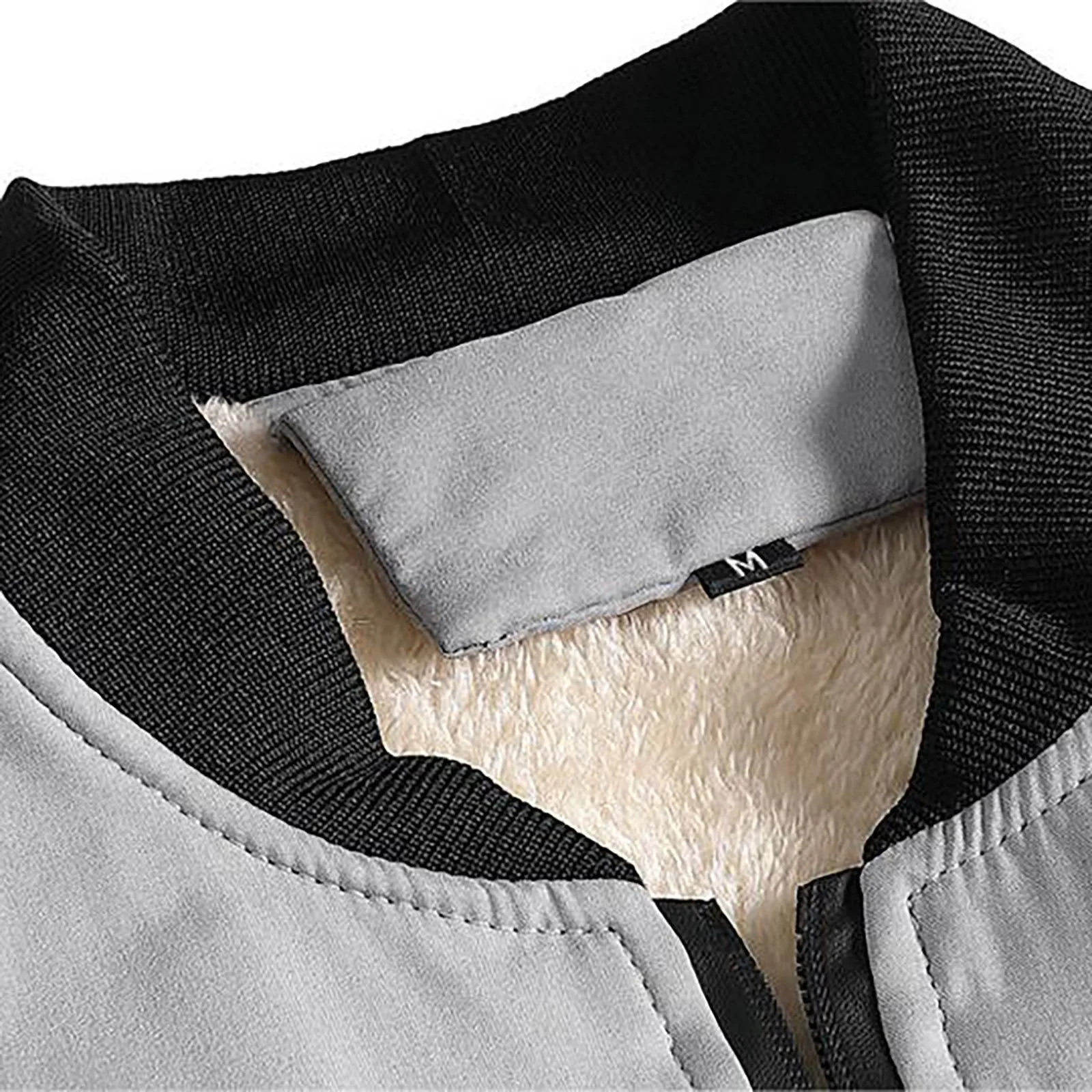 Men's Fleece Lined Stand Collar Jacket Casual Loose Fit Outerwear Mens Full Fleece Jacket Fall Fashion Men