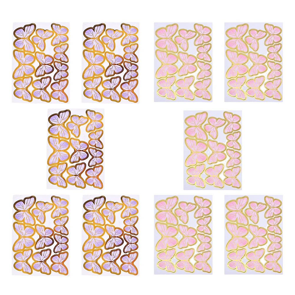 

66pcs Butterflies Inserts Pink Purple Foil Cake Decorations Birthday Party Dessert Topper Baking Picks Wedding Balloon Photos