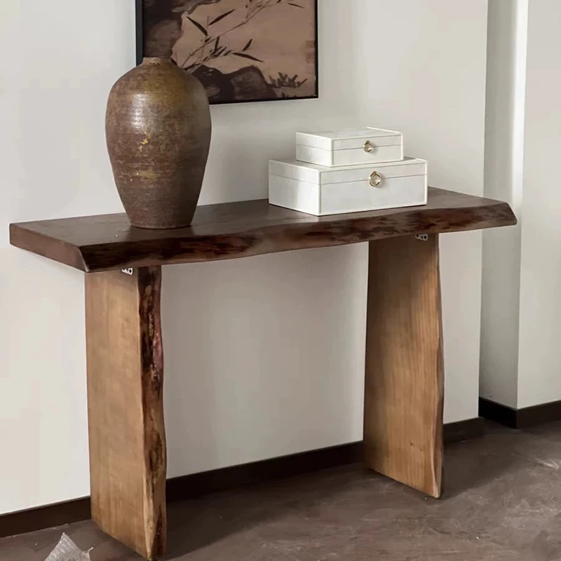 Mesa consola rectangular Wabi Sabi, mesa consola rústica nórdica minimalista Vintage para pasillo, entrada, muebles de salón Yan Sehpa