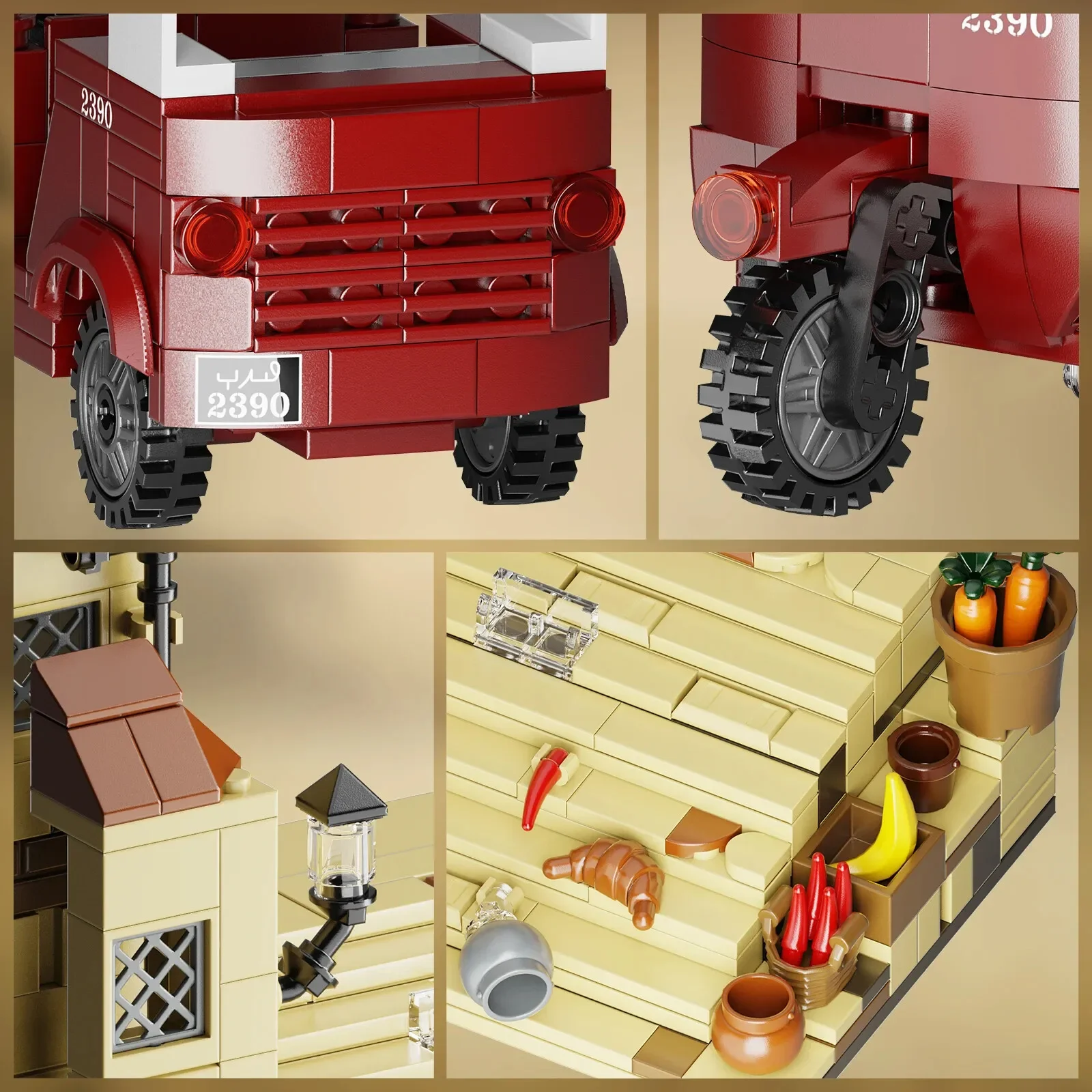 MOC Indianaed Movie Series Galloping Rickshaw Car Model Indiana Jones Tricycle Car Building Blocks Kits DIY Kids Puzzle Toy Gift