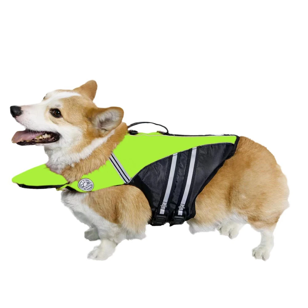 Reflektierende Hundeschwimmweste, Weste, abnehmbarer Nackenschwimmer, hoher Auftrieb, Schwimmkleidung für Hunde, Haustier-Sicherheits-Badeanzug für Hunde und Katzen – Detail 12