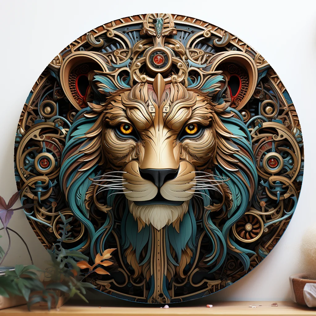 Aluminum logo animal relief painted circular wreath logo dormitory corridor garden home mechanical tiger theme decorative art