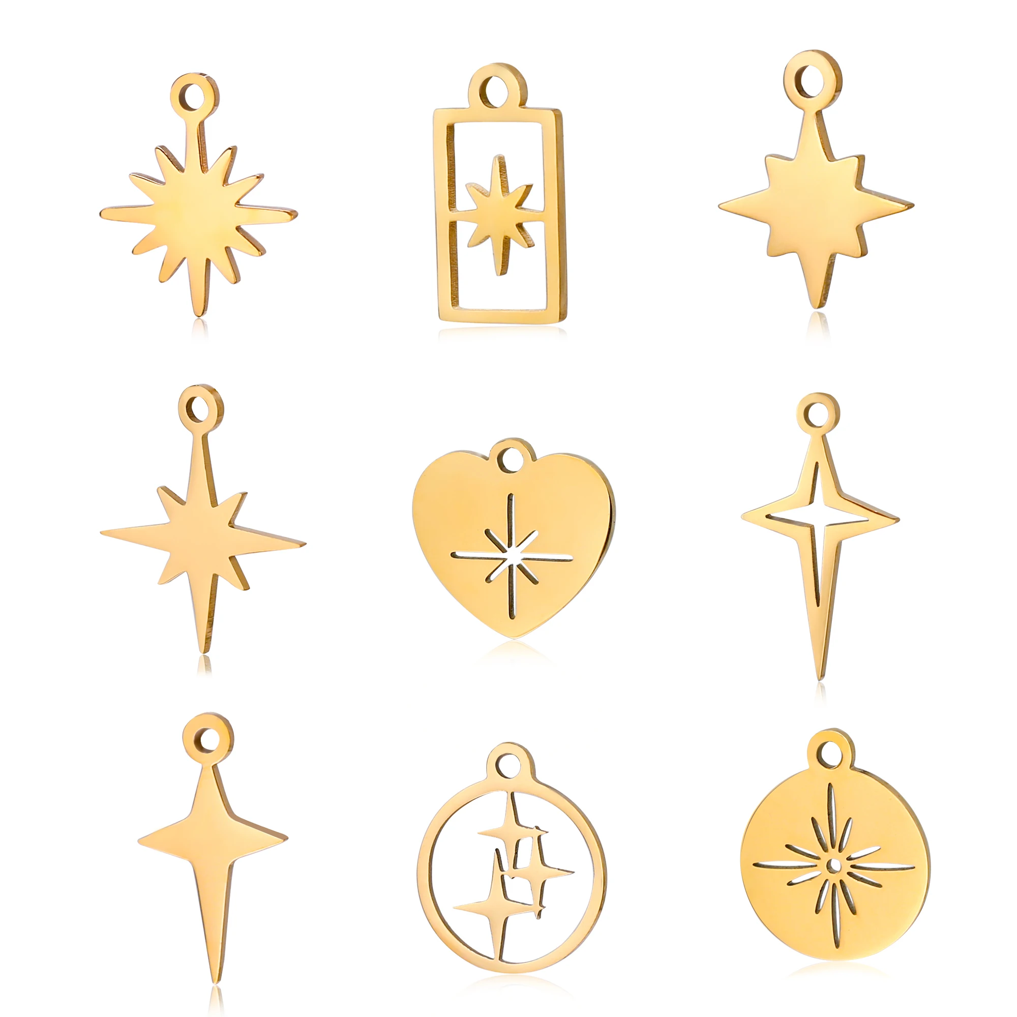 5pcs/Lot Wholesale Stainless Steel High Quality Star Charms Pendants For Making Jewelry DIY Necklace Earrings Bracelets Jewelry