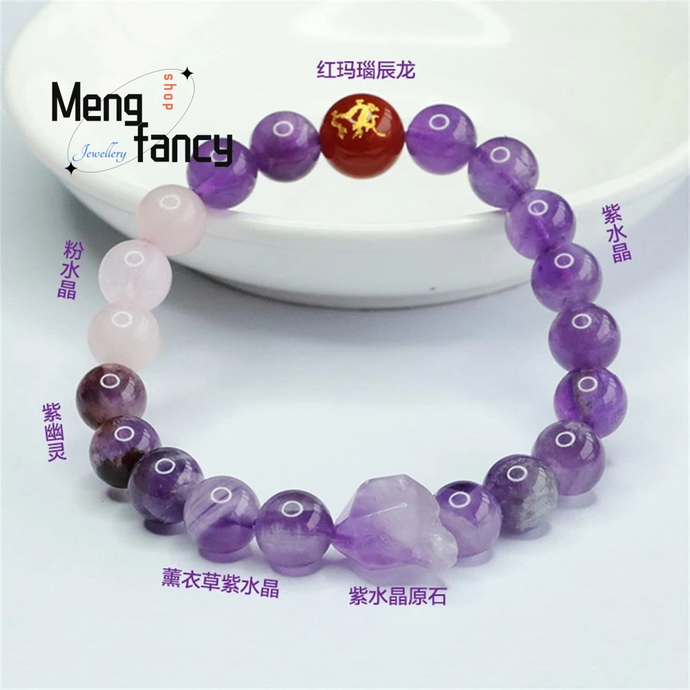 

Natural Amethyst Nine Purple Ion Fire Multi-Precious Crystal Bracelet Red Agate High-grade Sexy Young Girls Fashion Fine Jewelry