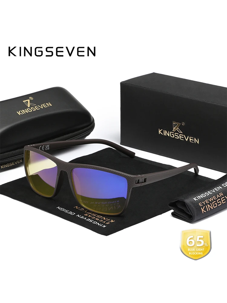 KINGSEVEN Anti-Blue Light Glasses Transparent Lens Women Men Computer Game Glasses Blue Ray Blocking Eyeshadow Eyeglasses