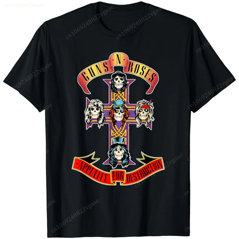 Summer Guns N Roses Cotton T Shirt Men Women Vintage Short Sleeve Kids Tee Shirt Oversized Tops Clothes Rock Band Streetwear