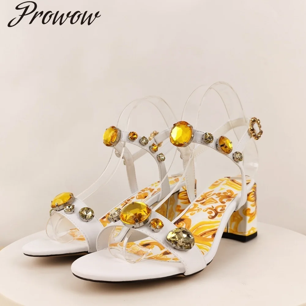 

Модные сандалии на толстом каблуке со стразами и круглым носком, женская обувь Zapatos Mujer