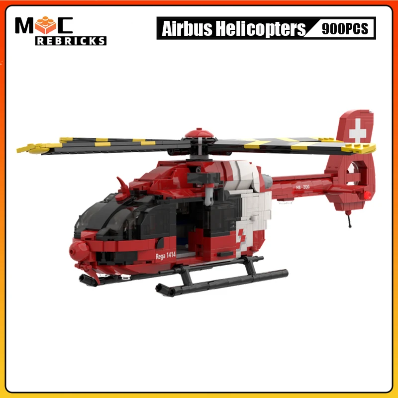 New High-Tech City Plane Airbus Helicopters Eurocopter H145 MOC Building Block Technology Aircraft Model Brick Toys for Kid Gift