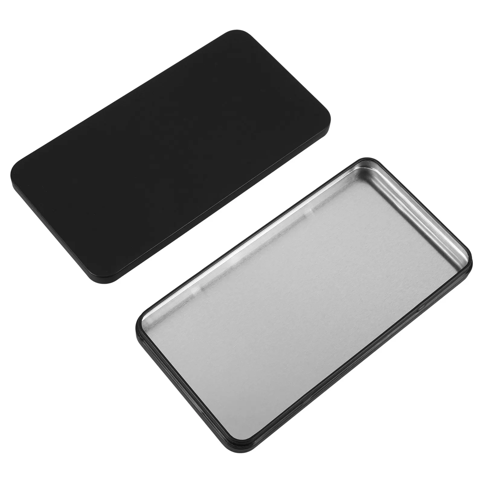 

Storage Box Compact Black Candy Tin Money Organizer Iron Cash Bill Holder Small Rectangular