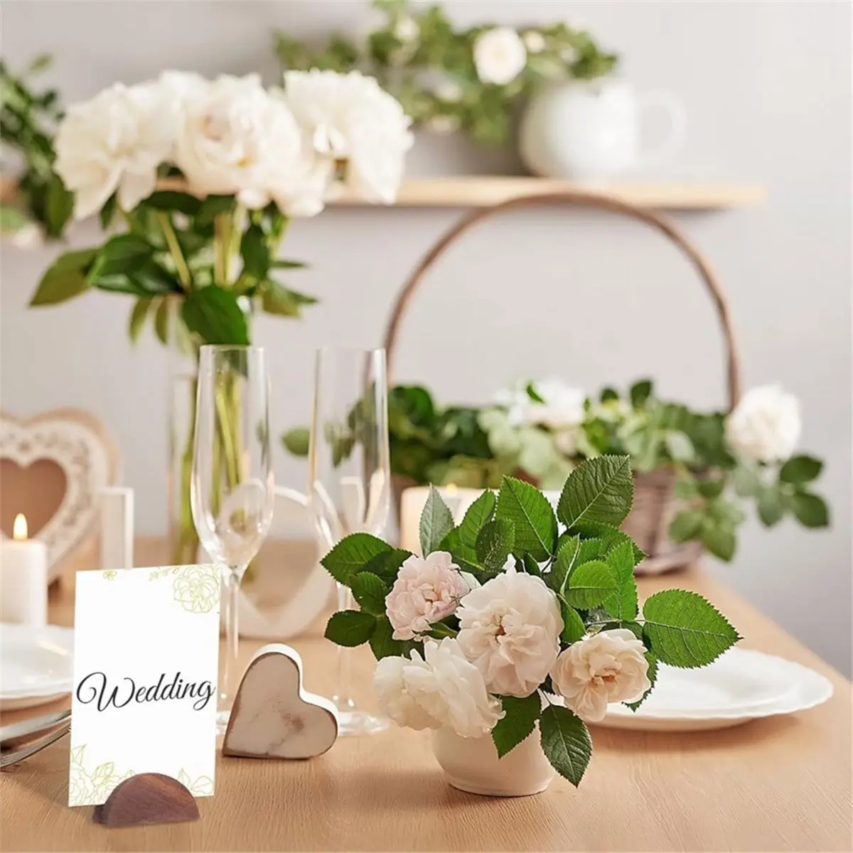 Home Tool 24PCS Table Number Holders Card Holders Wooden Wedding Table Name Number Holder Place Card Holder