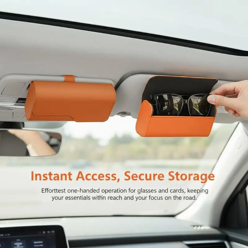 Car Visor Sunglasses Organizer Leather Holder for Glasses Soft Interior Easy Open Secure Fit Suitable for Most Vehicles