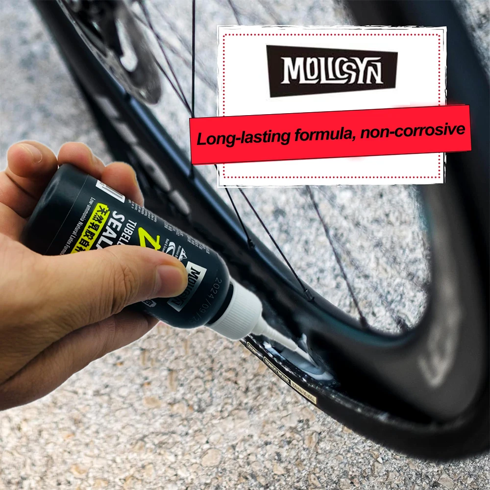 MolicSYN Bike Tire Sealant for Tubeless, Tubulars, Seals Faster, Lasts Longer, Micro-Fiber for MTB, Road, Gravel Bicycle Tires