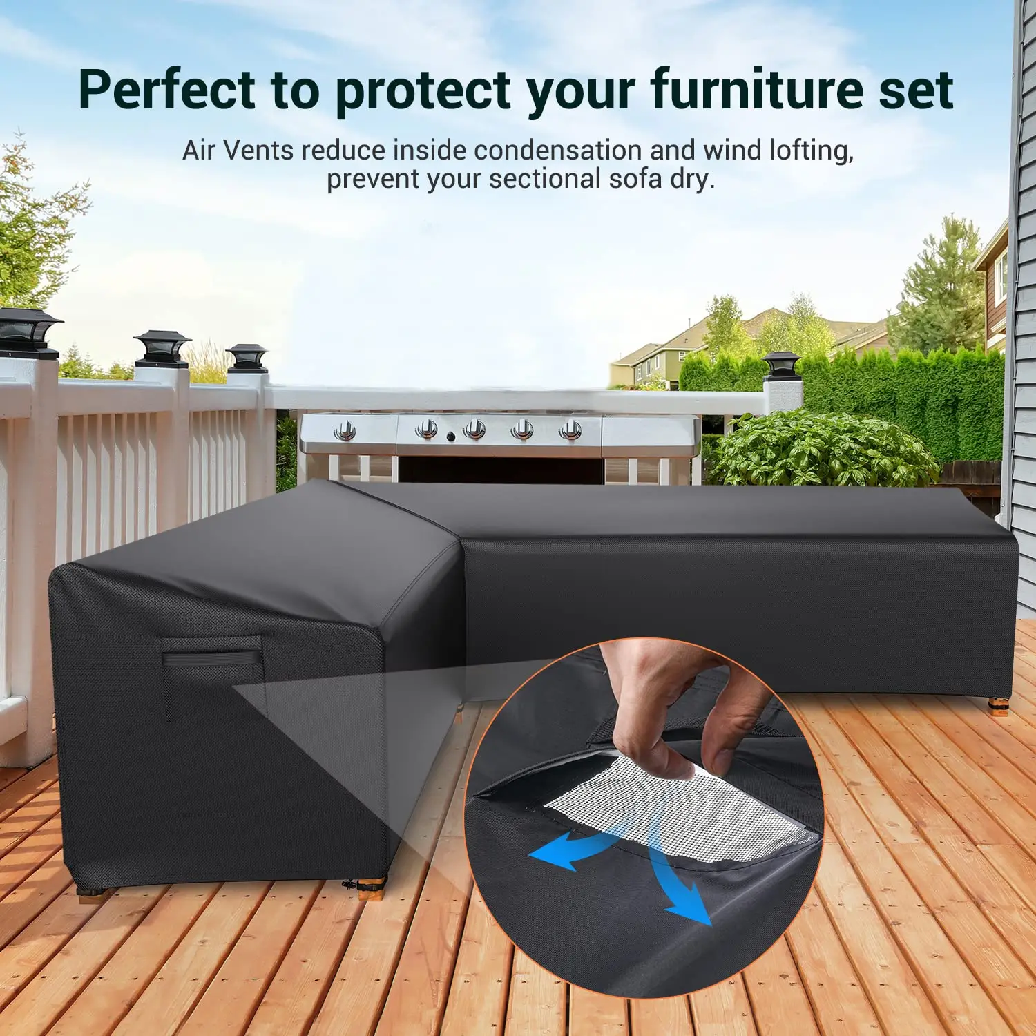 420D Garden Furniture Cover L Shape Corner Heavy Duty Waterproof Sofa Protective Lawn Outdoor Couch Covers