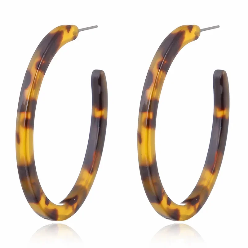 Vintage Leopard Round Acetic Acid Sheet Hoop Earrings For women Big Minimalistic Circle Acrylic Earrings New Boho Jewelry