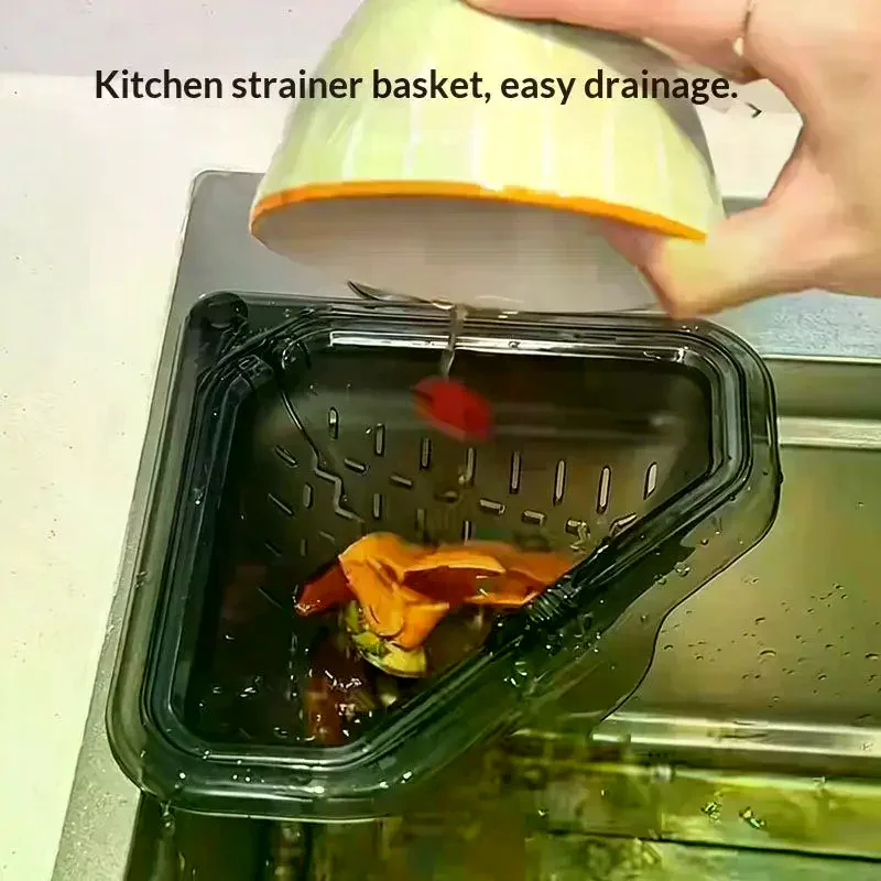 Food Catcher Basket Magnetic Suction Drainage Triangle Drying Kitchen Sink Drain Strainer Corner Basket for Scrap Fruits Sink