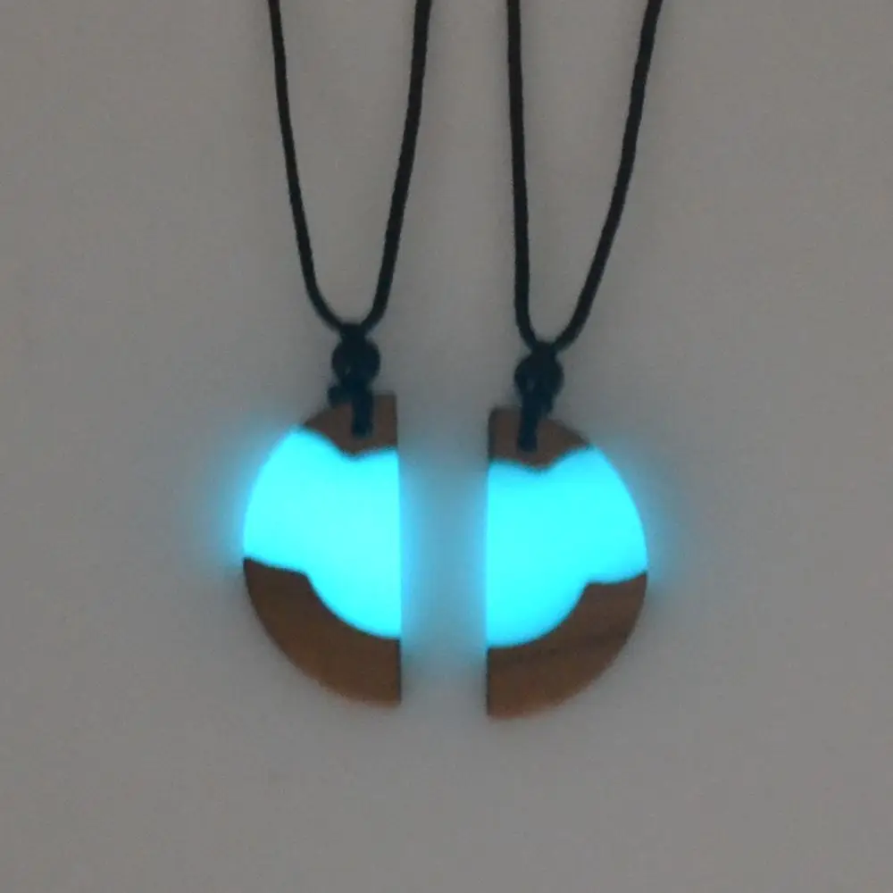 

Кулон для пары, светящееся ожерелье из дерева и смолы, кулон в подарок