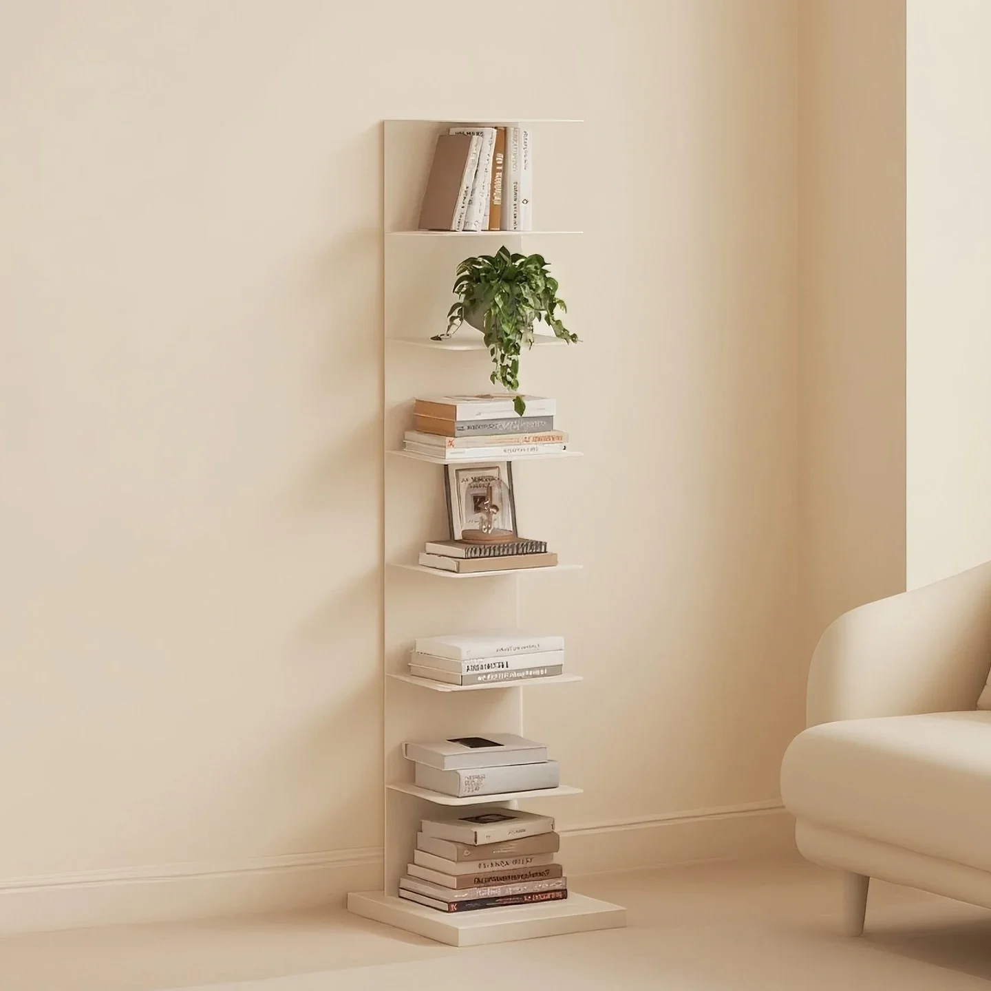 Floor-to-ceiling invisible corner bookcase Integrated multi-layer shelf against the wall Vertical children's