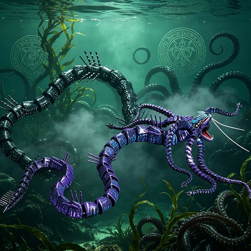 3d Printed Articulated Leviathan Dragon Figure Poseable Sea Monster Tentacle Toy Desktop Collectible Model Statue Home Ornaments