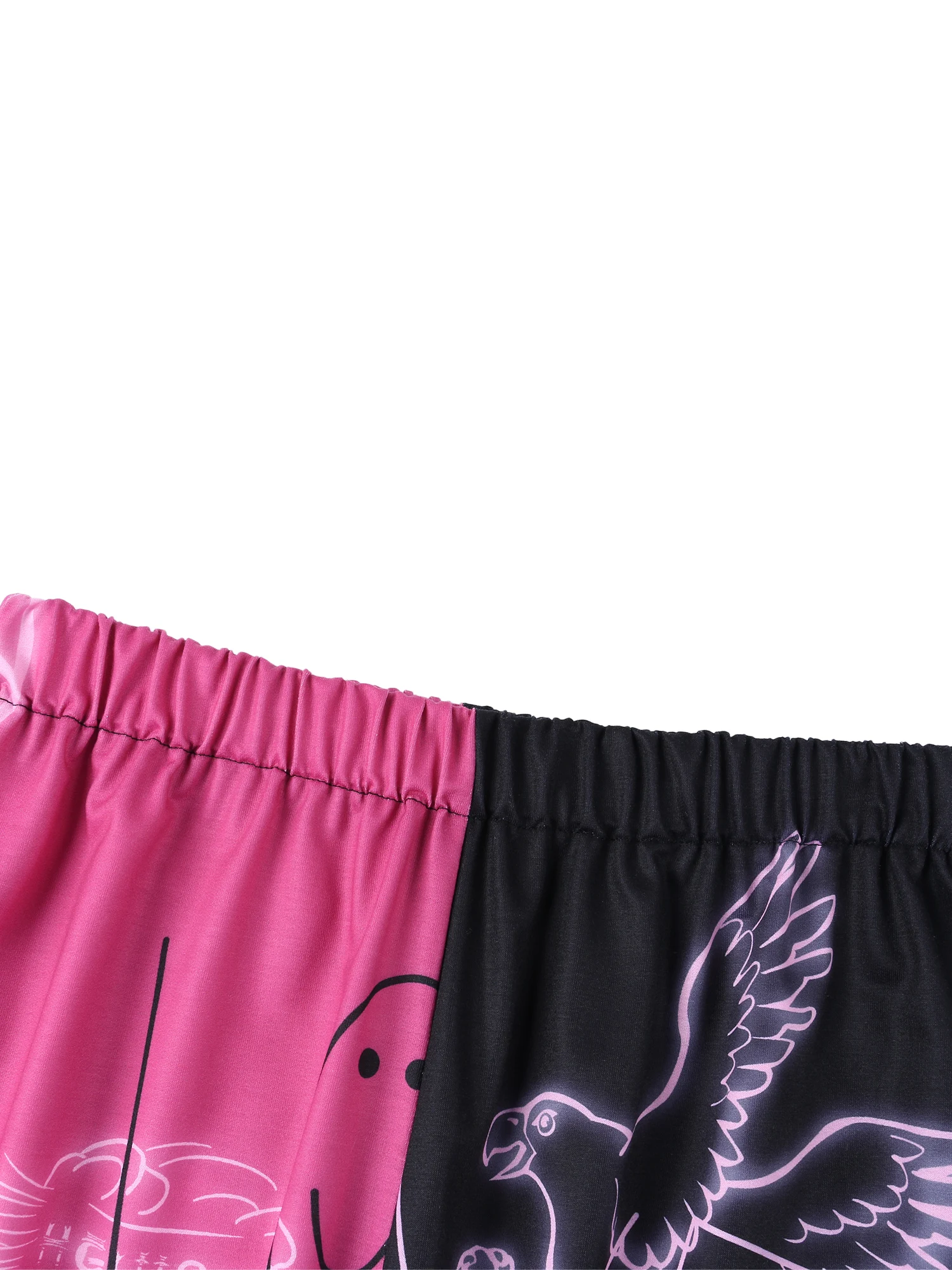 กางเกงลำลองผู้หญิงแฟชั่นสีตัดกันพิมพ์กางเกงเอวกลางขาบีม