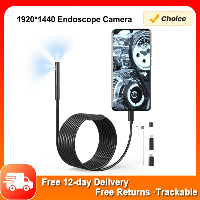 

1920*1440 камера-эндоскоп с 6 + 1 фотовспышкой, 2 камеры, IP67 водонепроницаемая камера наблюдения, фотовспышка с кабелем 300 см/118 дюйма