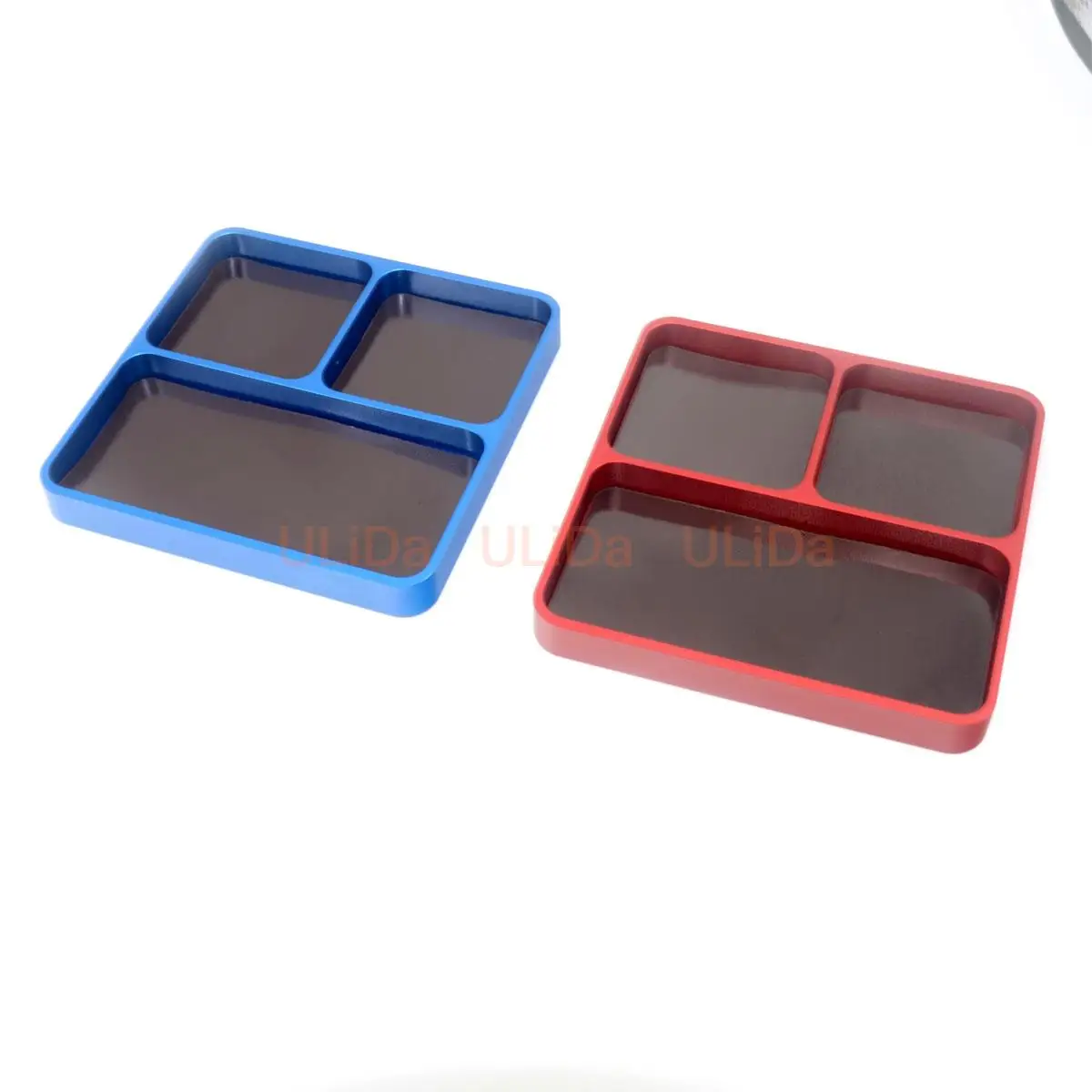 Vassoio per viti magnetico Piatto in alluminio Ciotola Bullone Dado Organizzatore Bit Storage Mini Piastra Parte Scatola RC RC Auto Barca Modello Riparazione del telefono