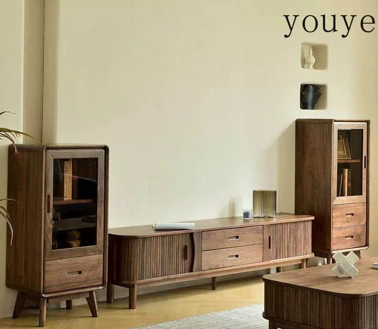 X30 Sliding Rolling Shutter Door TV Cabinet Simple Modern Storage Light Luxury Solid Wood Storage Cabinet Household