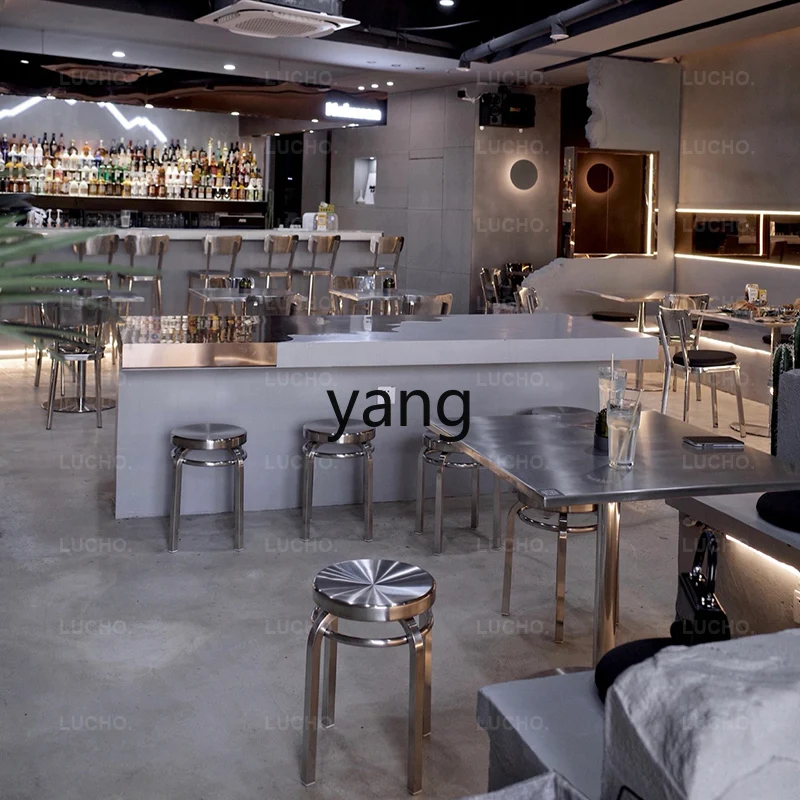 LMM  Milk Tea Shop Stainless Steel Combination Snack Shop Baking Cake Shop Table and Chairs