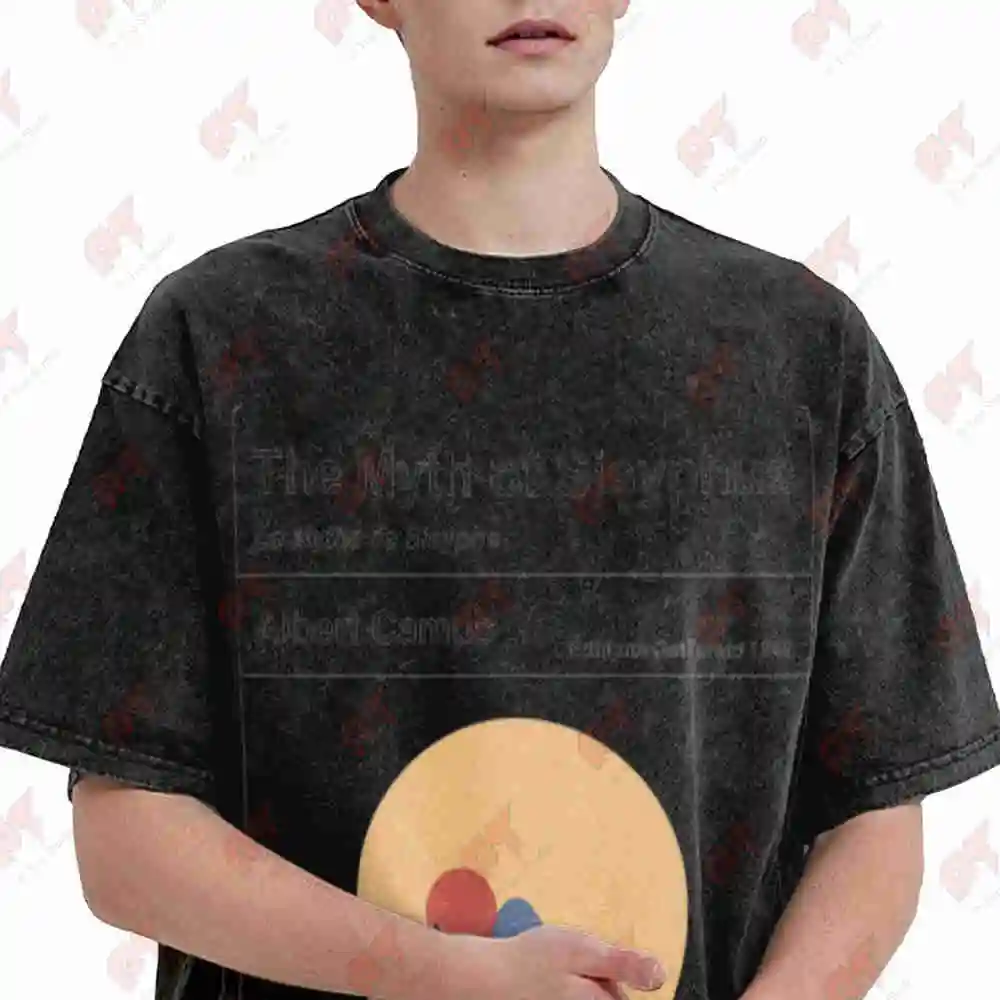 Myth Of Sisyphus Camus Quote Vintage Washed Tee Pure Cotton T-Shirt