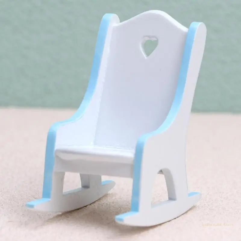 Y4UD 1/12 Scale Miniature Chair Dollhouse Rocking Chair House Bedroom Accessories Dollhouse Furniture Decors