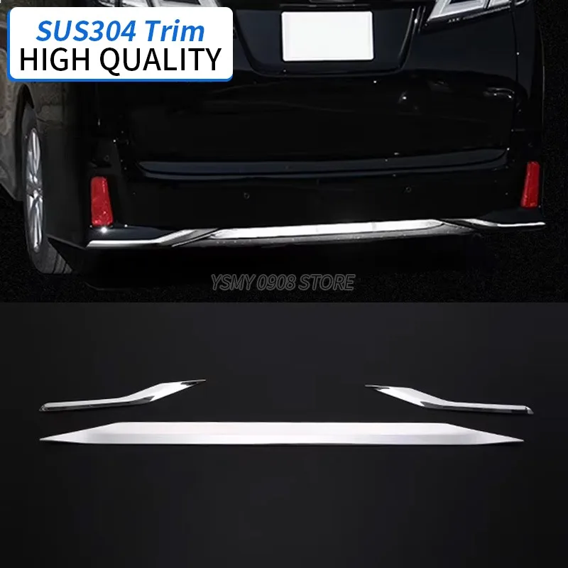 

For Alphard Vellfire 30 2015- 2018- Stainless Steel Car Rear Bumper Trim Lower Molding Garnish 3PCS Styling External Accessories