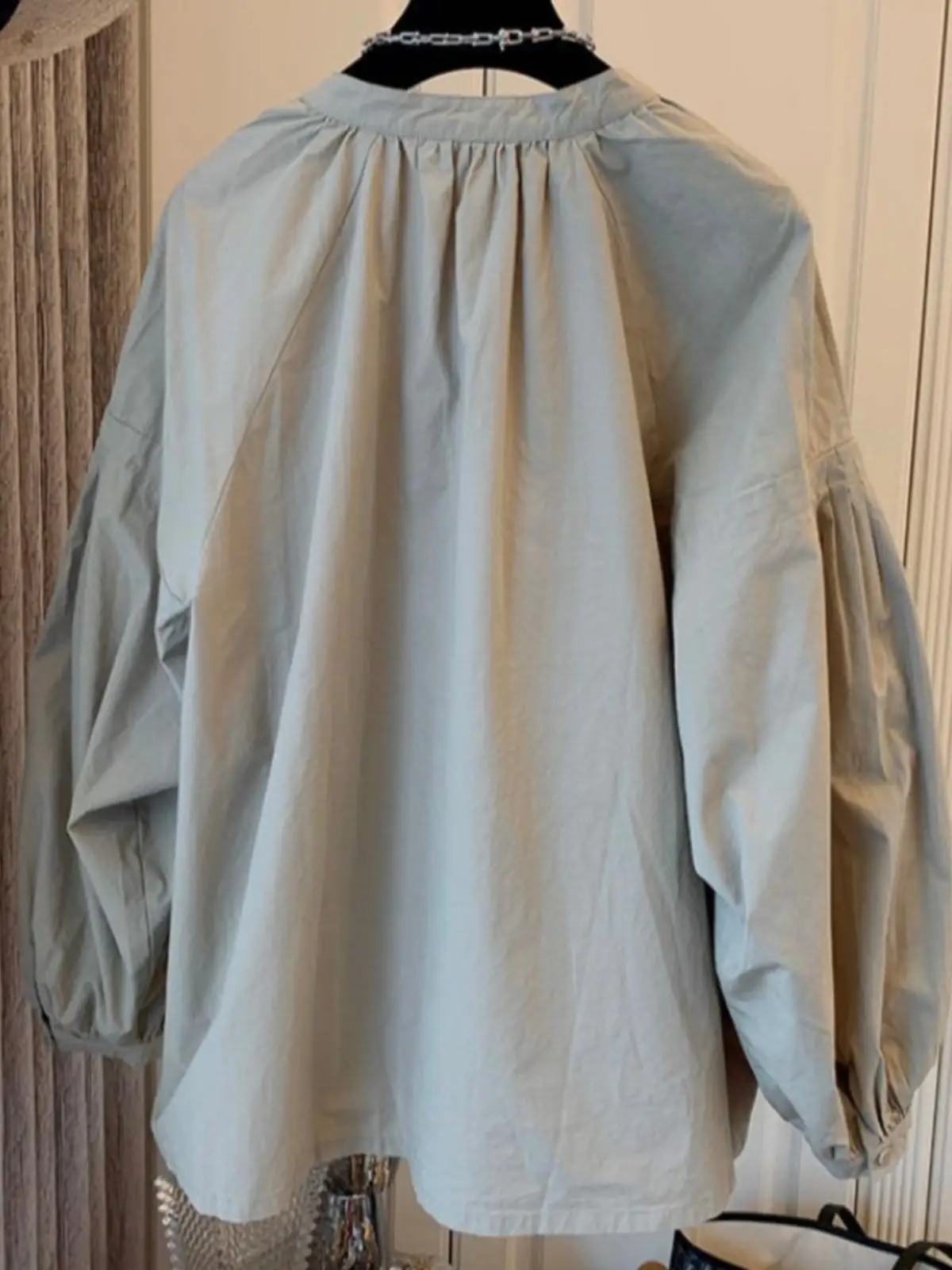 レディース無地ホワイトOネックパフスリーブブラウス 女性用 2025年夏 ファッション レディース ストリートウェア