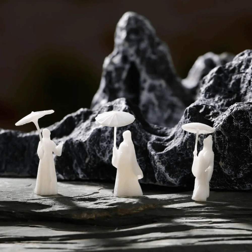 

3pcs Resin Ancient Umbrella Girl Figurines Chinese Style Waterproof Girl Statue Classical Garden Sculptures Zen Garden Bonsa