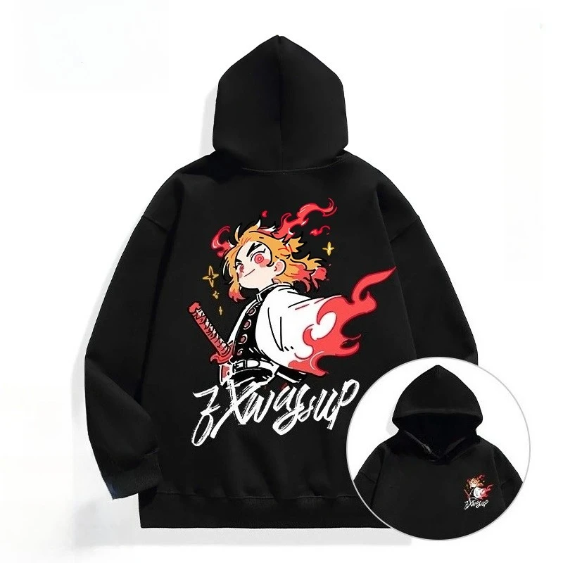 

Мужские и женские осенние и зимние толстовки с принтом «Огненное дыхание» Ghost Extinction Blade, свободная теплая универсальная куртка большого размера