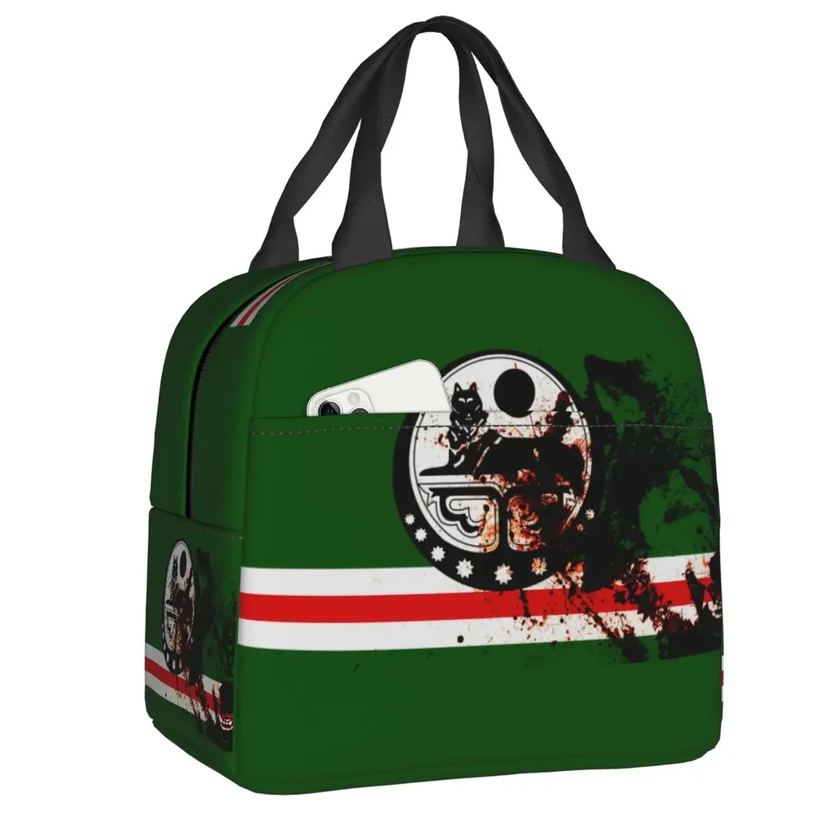 Custom Chechen Flag Ichkeria Lunch Bag Men Women Warm Cooler Insulated  Boxes for Student School