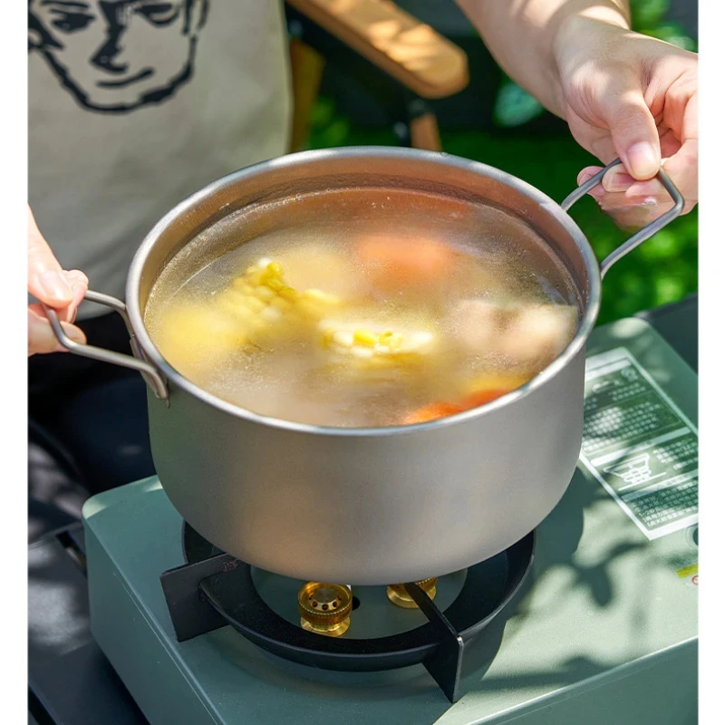 وعاء من التيتانيوم النقي، وعاء خفيف الوزن قابل للطي للمشي لمسافات طويلة، مجموعة أدوات المائدة، وعاء الحساء المحمول ومجموعة مقلاة للنزهات