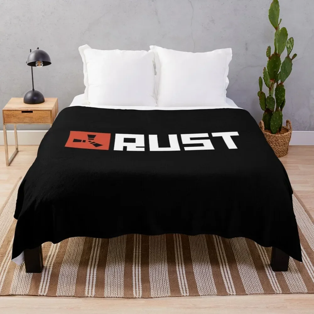 

Rust Game Logo Throw Blanket Multi-Purpose Blankets Sofas Of Decoration blankets ands Blankets