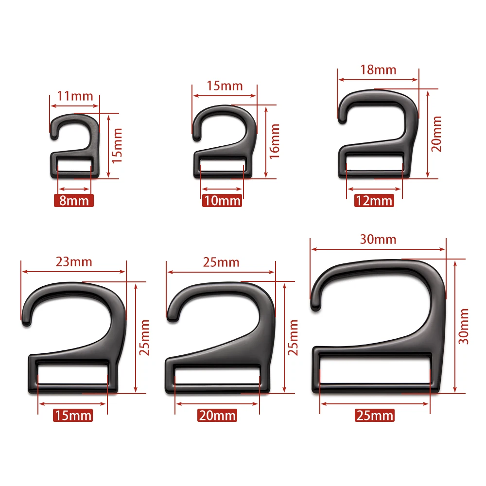 20pcs/lot Silver Gun-Black Gold Type 9 Metal Buckle Hooks Buttons for Shoes Bags Handmade DIY Accessories 8/10/12/15/20/25mm