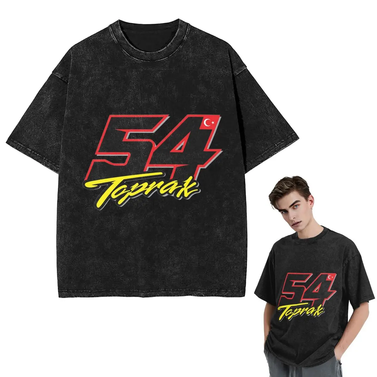 Streetwear T-Shirts Toprak Razgatlioglu 54 Washed T Shirt Short Sleeve Hip Hop T-Shirt Tops Tees for Men Women