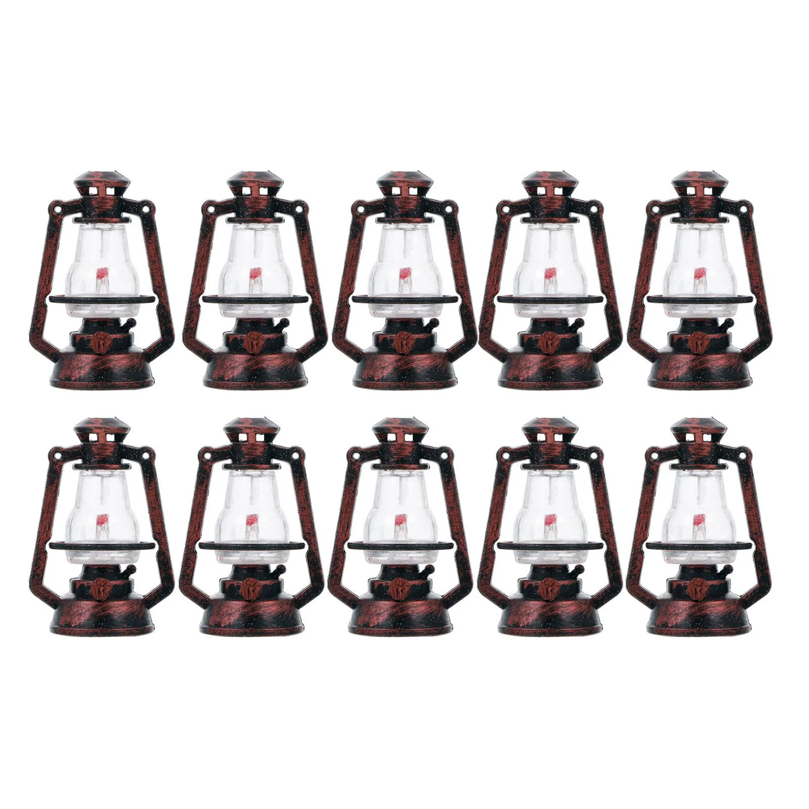 10 Pcs Christmas Trees Mini Kerosene Lamp Xmas Decor Light Adorn Lantern Decoration Black Miniature