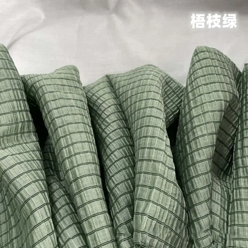 Cream Yellow Checkered Fabric Soft Breathable Textile For Summer Outfit Sewing DIY Clothing Craft Upholstery Home Decor Material