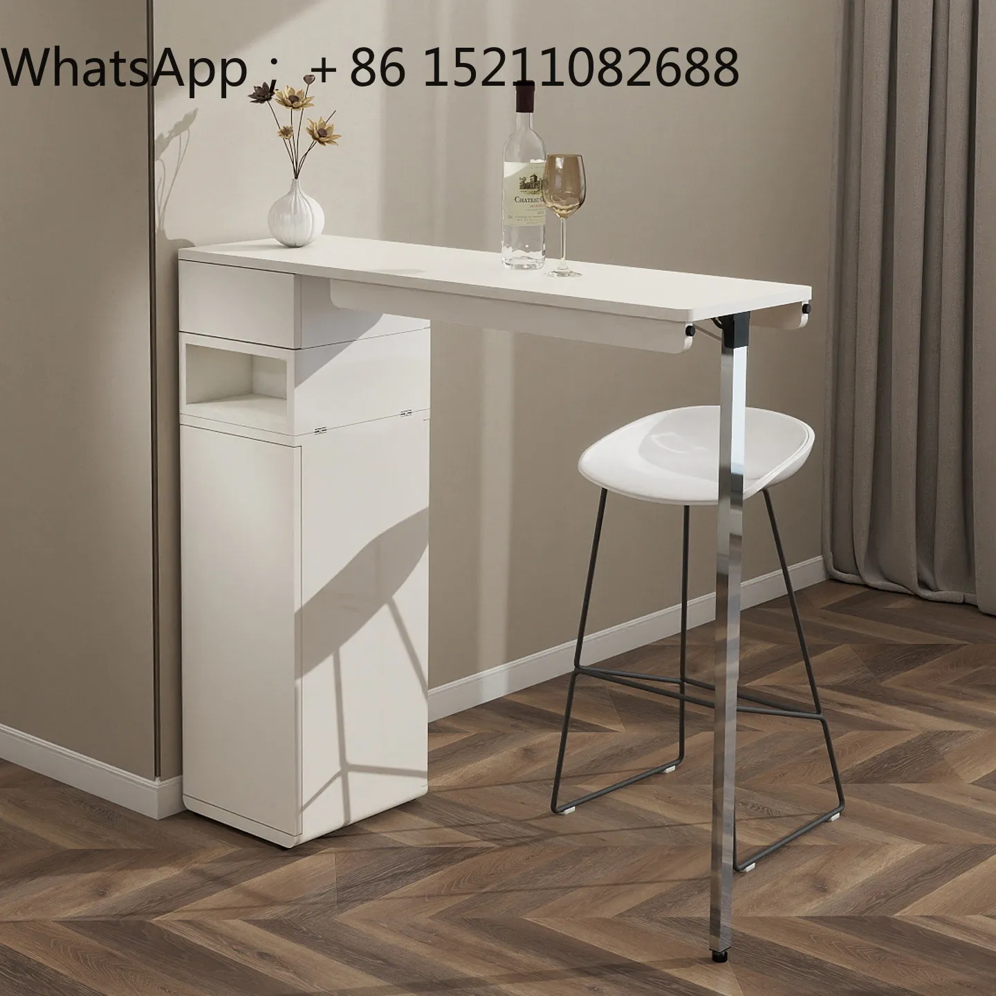 LLY multi-functional folding bar, invisible ultra-thin retractable desk, integrated small apartment, movable belt wheel