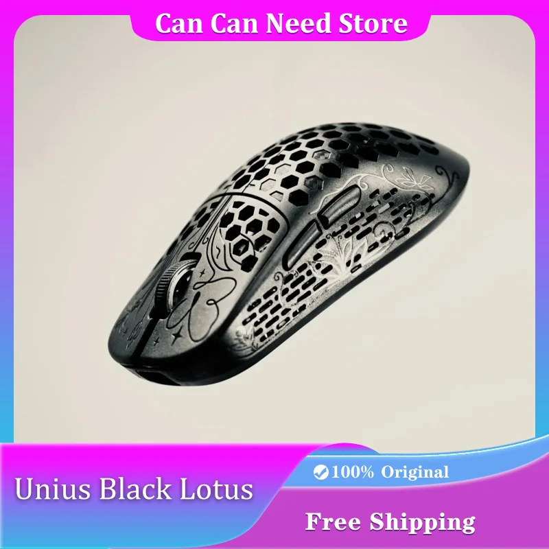 

Мышь из углеродного волокна Unius Black Lotus, беспроводная двухрежимная Paw3950, 8000 Гц, легкая полая игровая мышь, офисные аксессуары для ПК