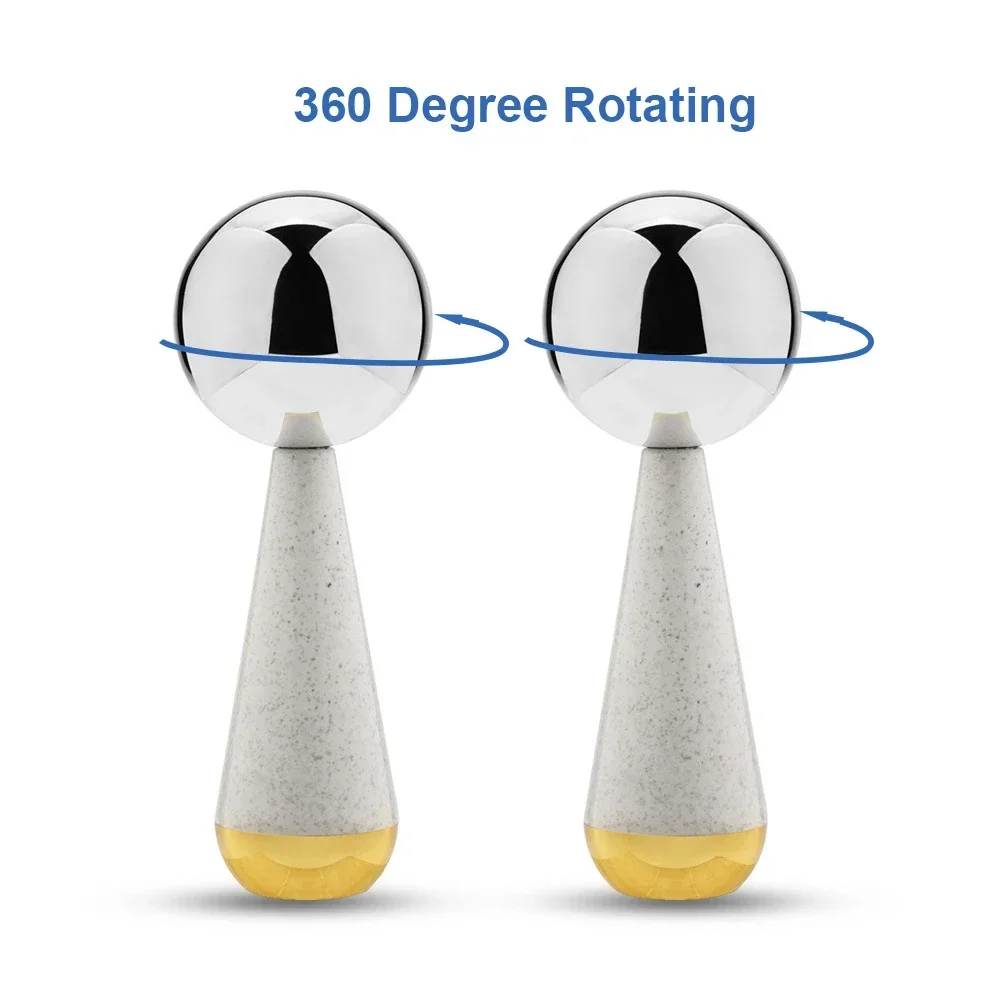 Globos de gelo para tratamentos faciais, globos de gelo de aço inquebráveis rotativos 360, rolo de gelo para rosto e olhos, ferramenta ideal para cuidados com a pele para tratamentos faciais