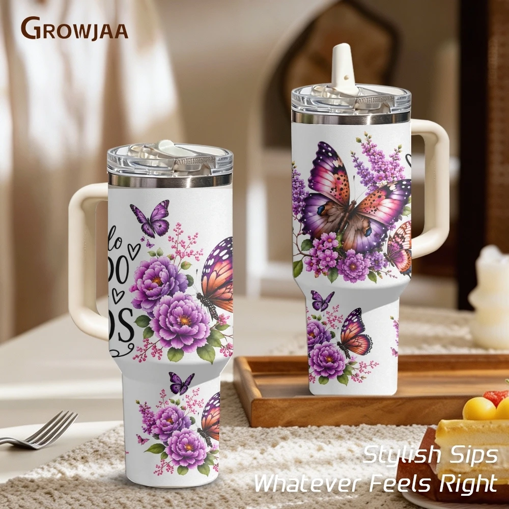 Faith and Positive Pattern Vacuum Flasks 40oz 3rd Gen Vacuum Insulated Stainless Steel Car Tumbler Cup with Handle Straw Lid